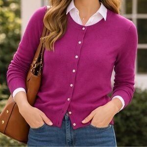 Brooks Brothers Extra Fine Italian Merino Wool Cardigan Sweater Pink Size M